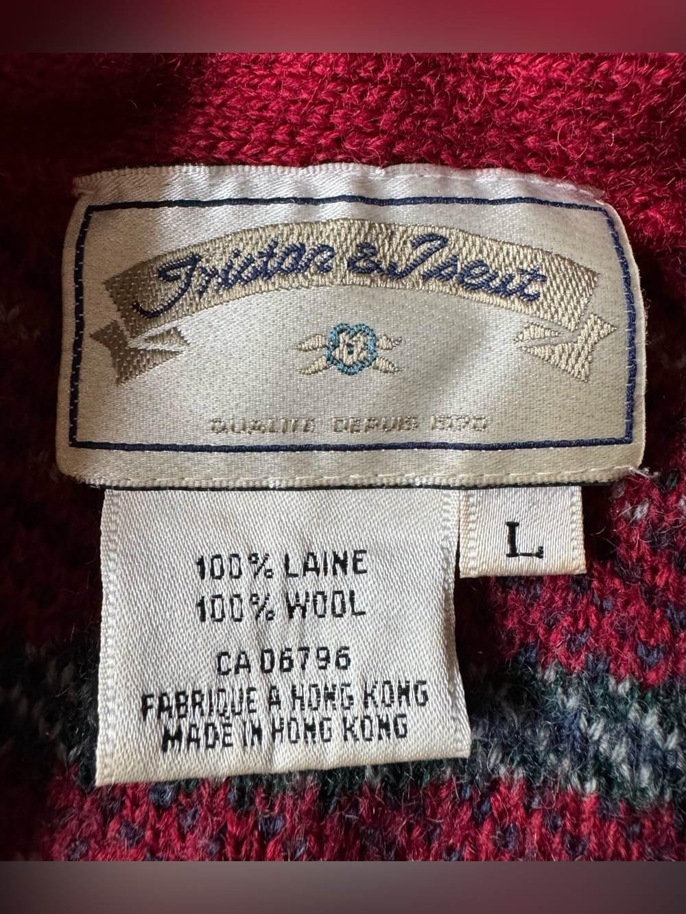 Vintage Fair Isle Wool Cardigan Jacket Tristan & Iseut Large - Picture 9 of 9